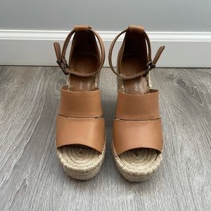 Leather Cognac Wedges